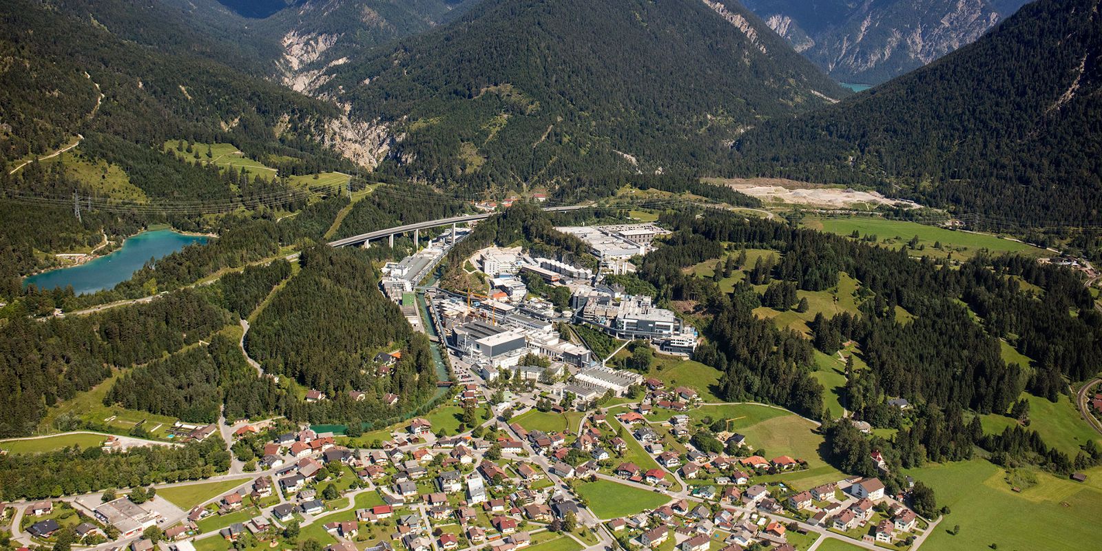 Aerial photo of Plansee company headquarters, Reutte