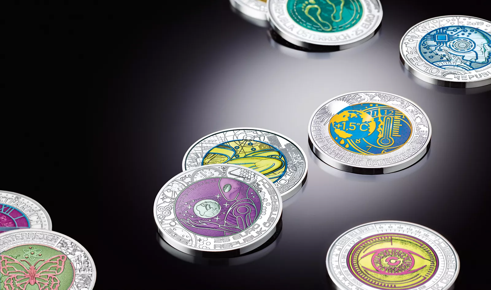 Monedas de 25 euros de plata-niobio de Austria