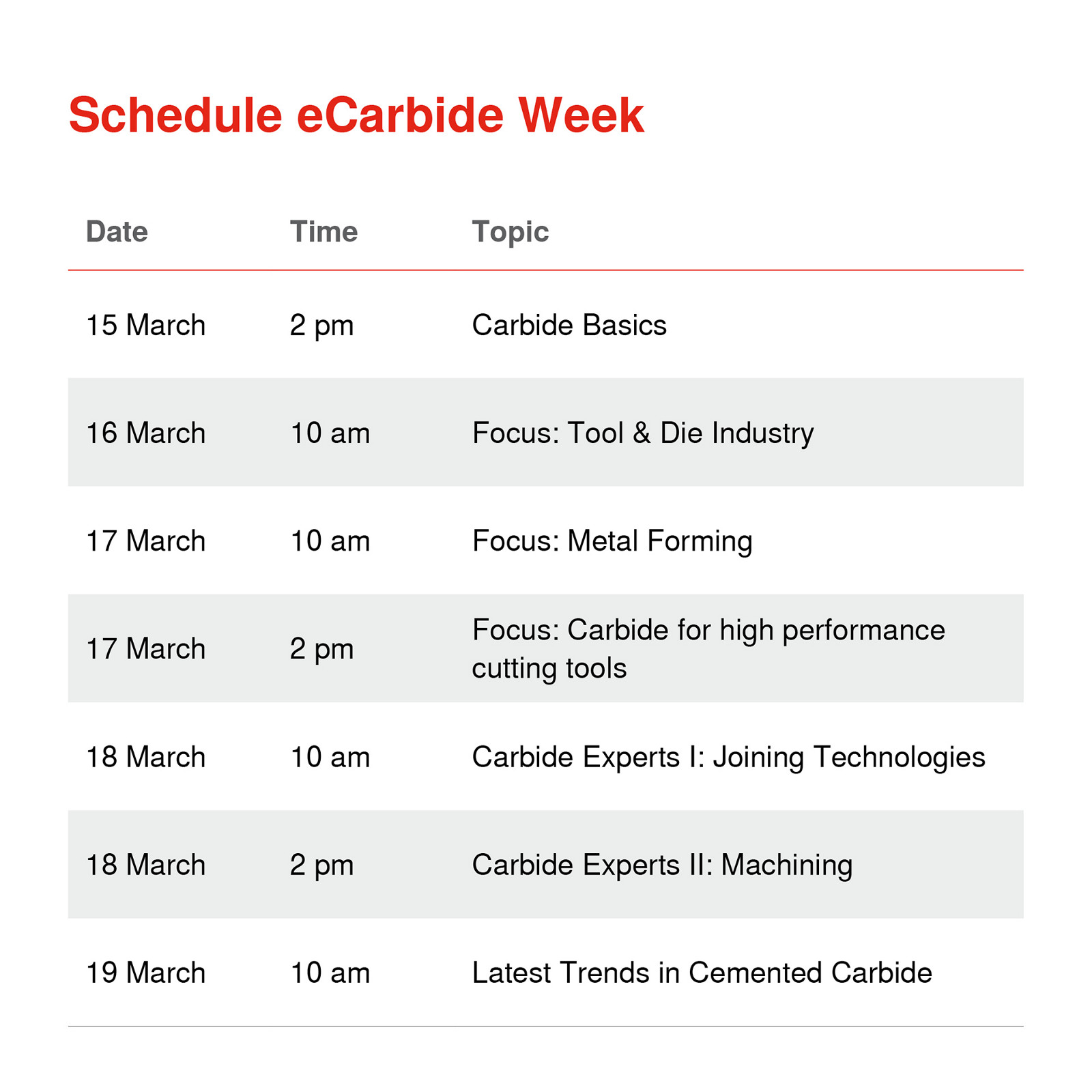 Schedule eCarbide Week